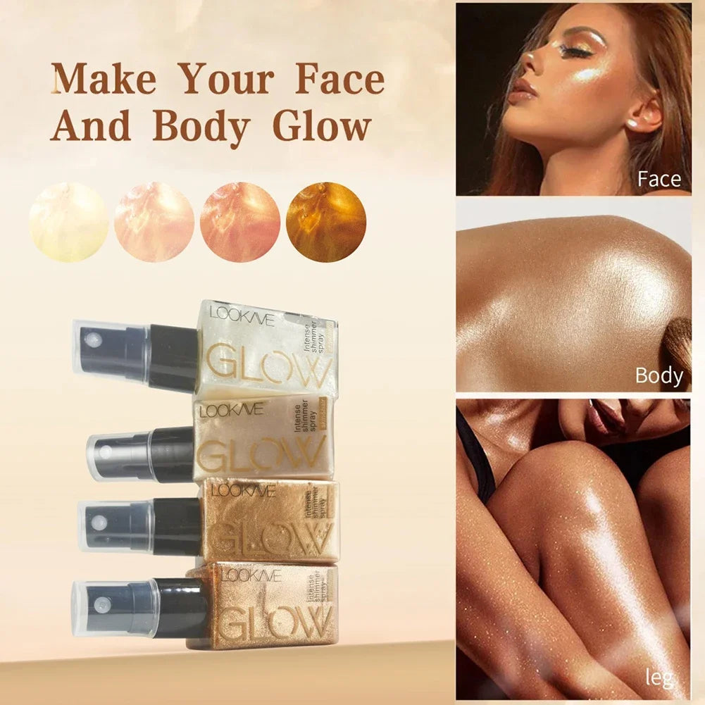 Illuminating Face Brightening Spray 30ml Liquid Highlighter Waterproof Long Lasting Shimmer Glitter Natural Glow for Body Face