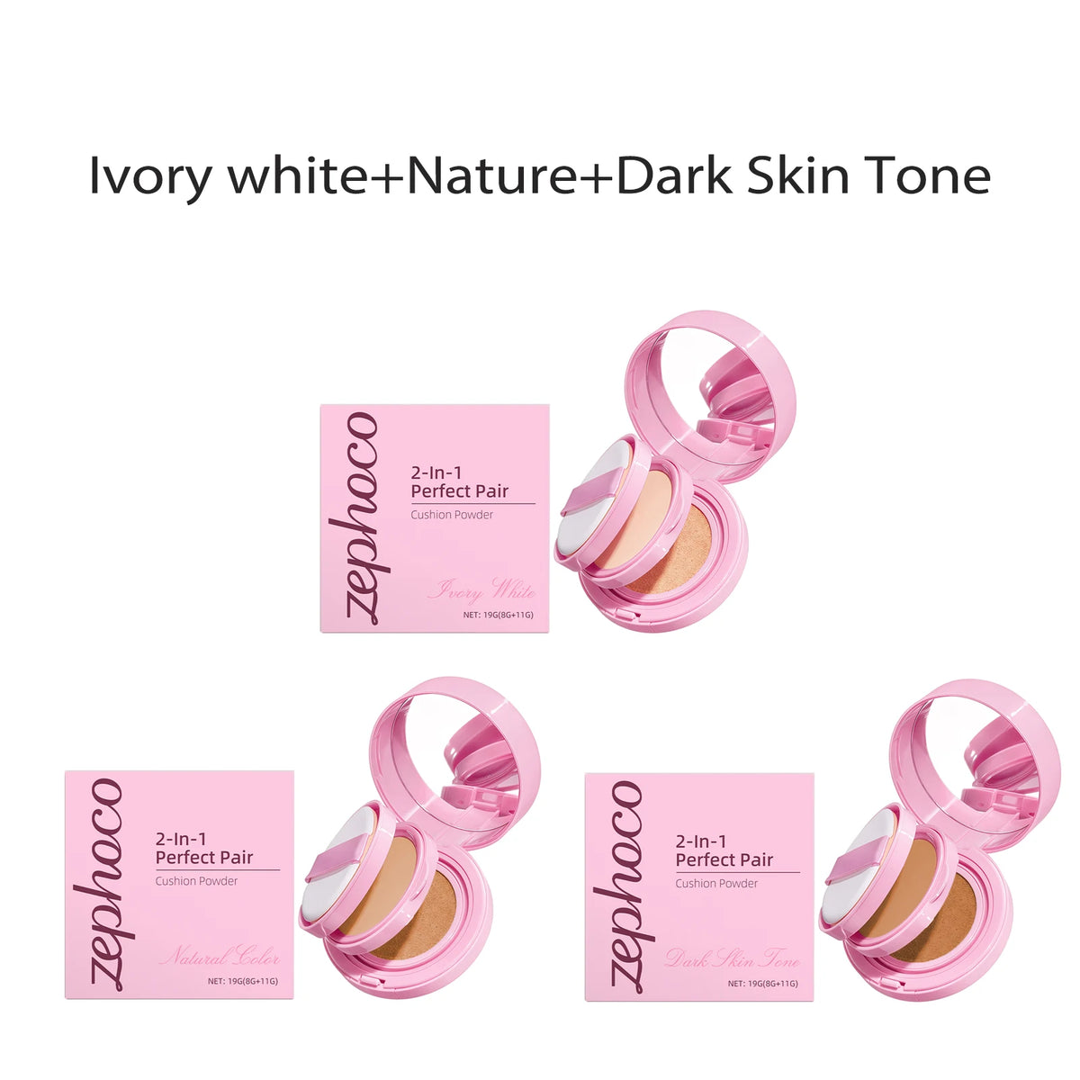 2-in-1 Cushion Foundation & Setting Powder Set Lightweight Matte Finish Long-Lasting Oil Control 3 Shade All-Day Flawless Base