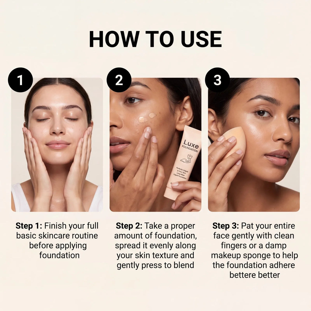Luxe Temperature Changing Foundation Set Long Wear Liquid Makeup Skin Tone Adaptive Lightweight Natural Glow 30g SPF 50