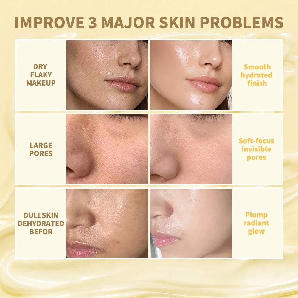 3 IN 1 Melt Touch Primer Buttery Glow Ultra Hydrating Makeup Base Long Lasting Pore Minimizer Smooth Fine Lines Brightening Flaw
