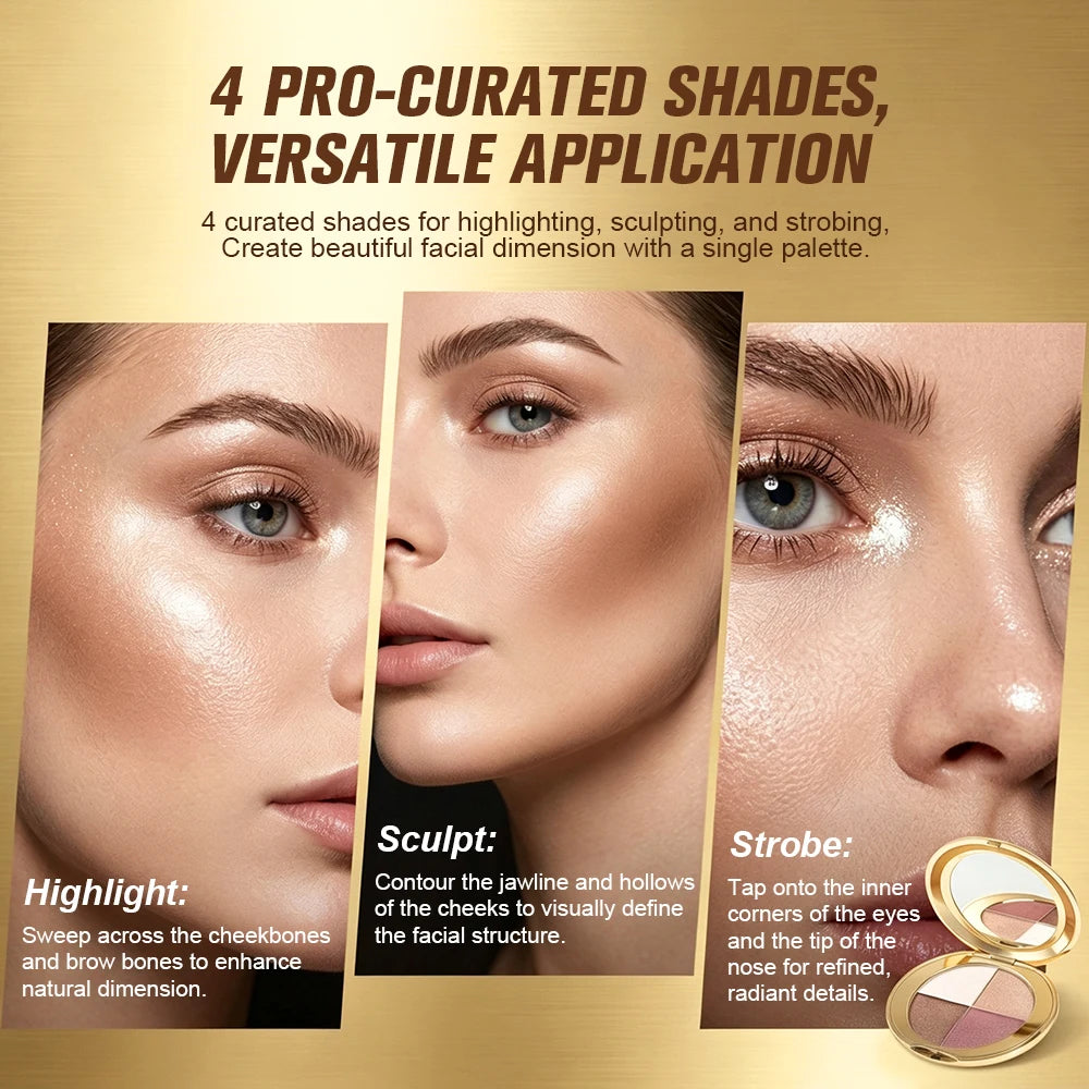 Shimmery Glow Eye & Cheek Highlighting Palette Multi-Use Shiny Makeup Highlighter Powder Long Lasting Facial Brightening Makuep - AliExpress 66