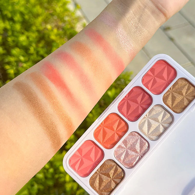 8 Colors Face Palette ¨C Blush, Eyeshadow & Highlighter All-in-One, Creamy Shimmer Finish, Easy Blend Buildable,Beginner Friendly