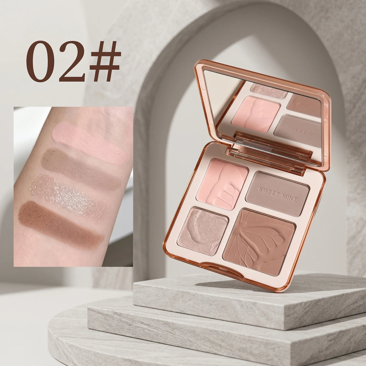 Sweetmint 4-Color Contour Palette Highlight & Contour Integrated Fine Texture Easy to Blend Beginner Friendly - AliExpress 66