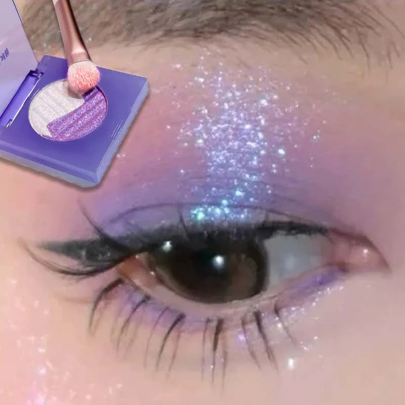High Gloss Chameleon Highlight Palette Aurora Purple Fine Glitter Eyeshaow Shiny Face Body Brightening Shimmer Contour EyeMakeup