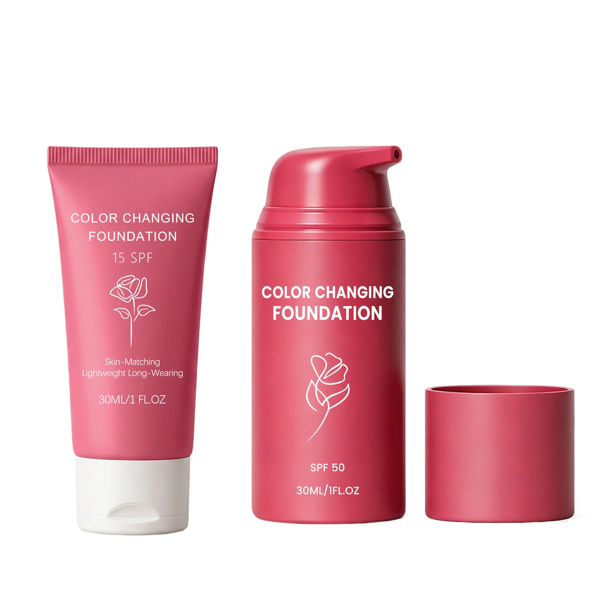 30ml Color Changing Foundation Cream Setting Spray Set Natural Covers Imperfections for Flawless Natural Look Daily Cosmetics