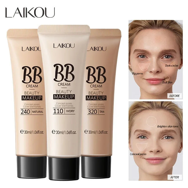 LAIKOU BB Cream 18 Hour Longlasting Liquid Foundation Waterproof Anti-acne Marks Flawless Natural Face Base Makeup Moisturize - AliExpress 66