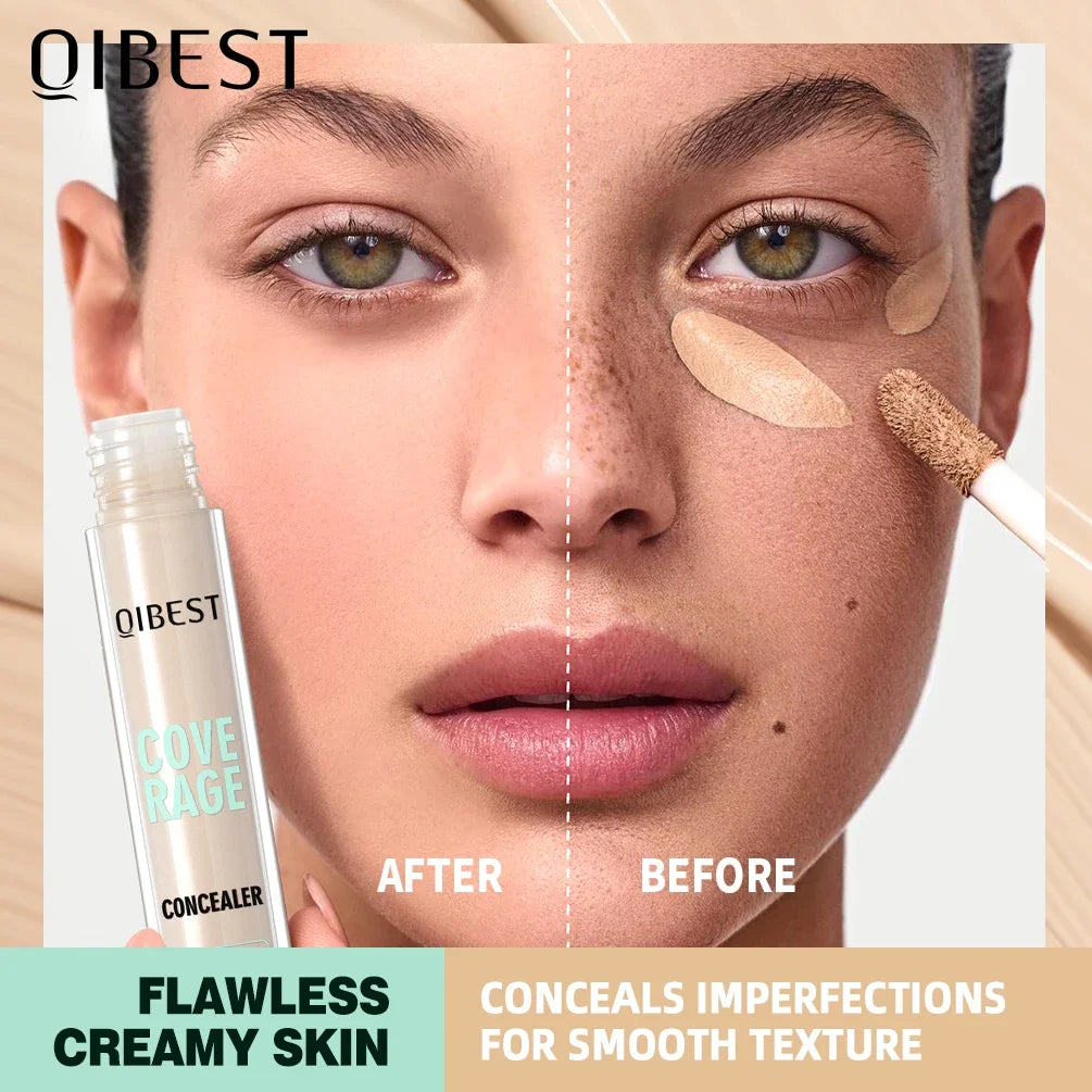 QIBEST Face High Coverage Concealer Matte Liquid Foundation Multi-Use Cream Oil Control Retouch Face Makeup Products For Women