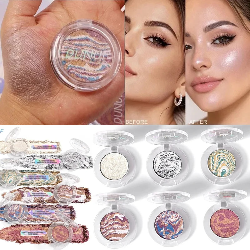 Fine Shimmer Highlighter Powder Brighten Contour Makeup Flash Pearl Marble Baked Powder Lasting Eyeshadow Blush Palette for Gift - AliExpress 66