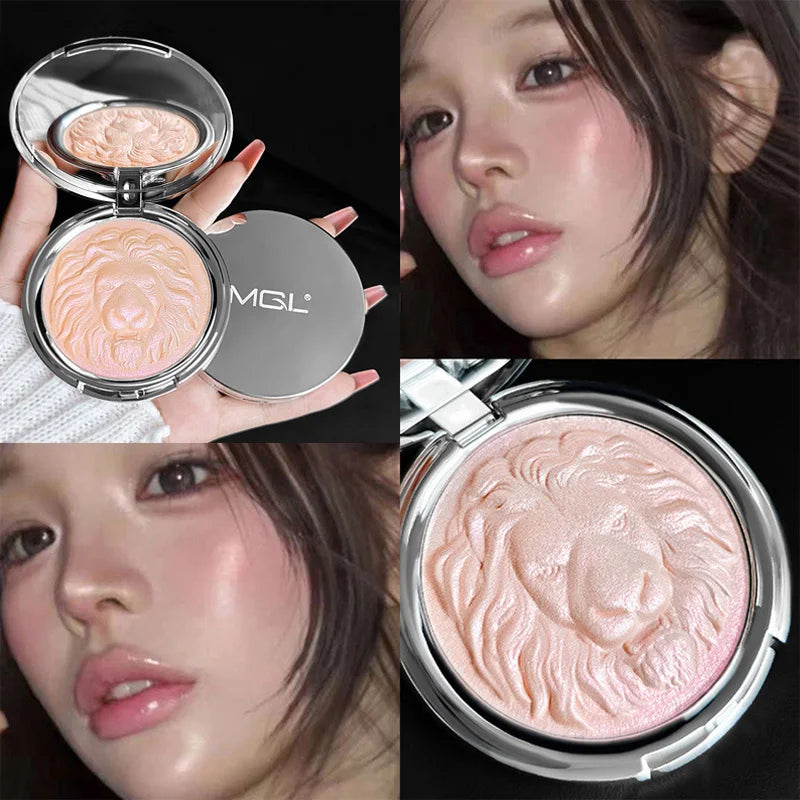 Three-Color Lion Facial Contour Highlighter Powder Makeup Palette Pearl White Shimmer Atmosphere Potato Puree Highlighter Plate - AliExpress 66