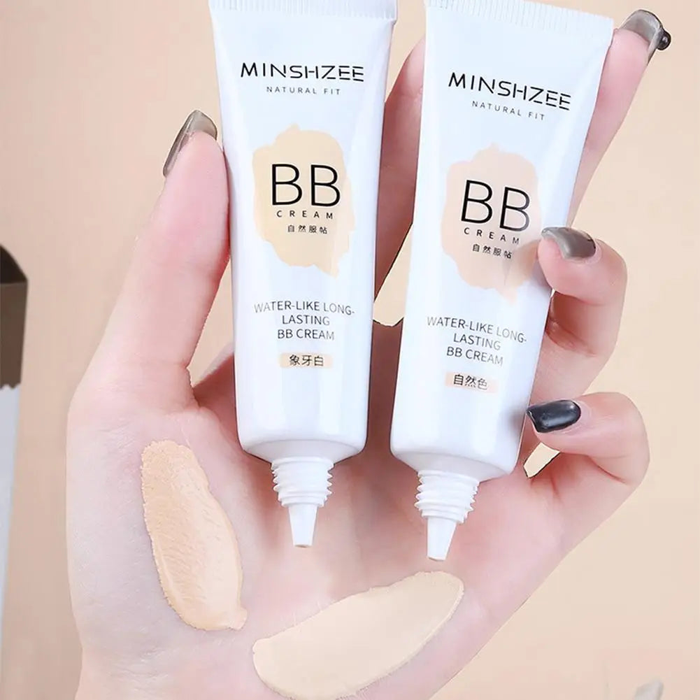 Natural Concealer BB Cream, Foundation Liquid Long-lasting Ivory White Concealer Moisturizing Oil Control Base Makeup No Powder