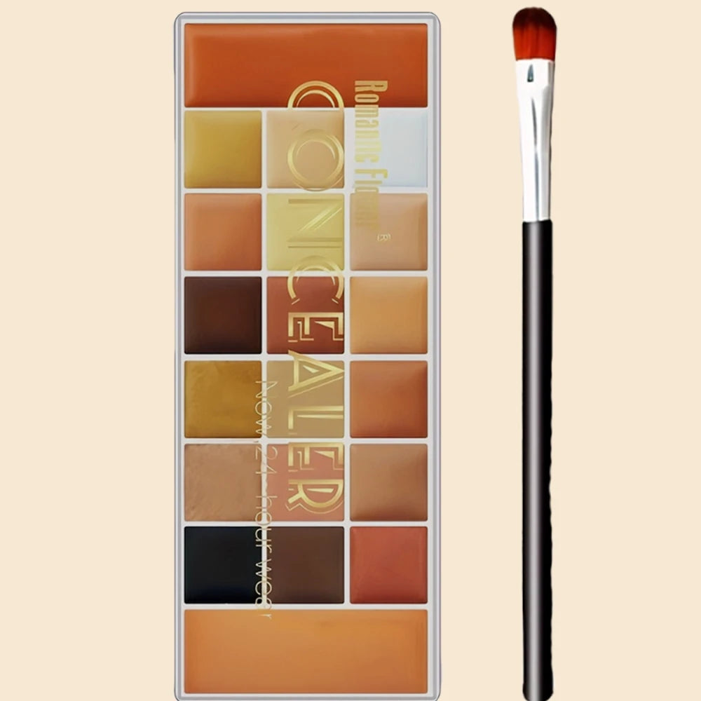 20-Color Concealer Palette with Small Brush Earth Tone Foundation Full Coverage Brightening Water-Resistant Makeup Tray - AliExpress 66