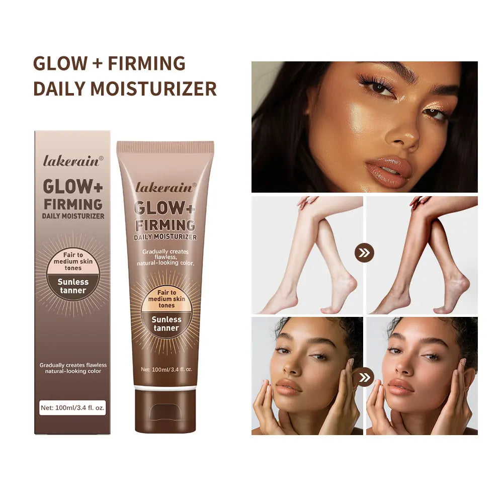 GLOW+FIRMING Daily Moisturizer Gradual Sunless Tanner Natural Light Bronze For Fair To Medium Skin Hydrate & Revitalize Dry Body