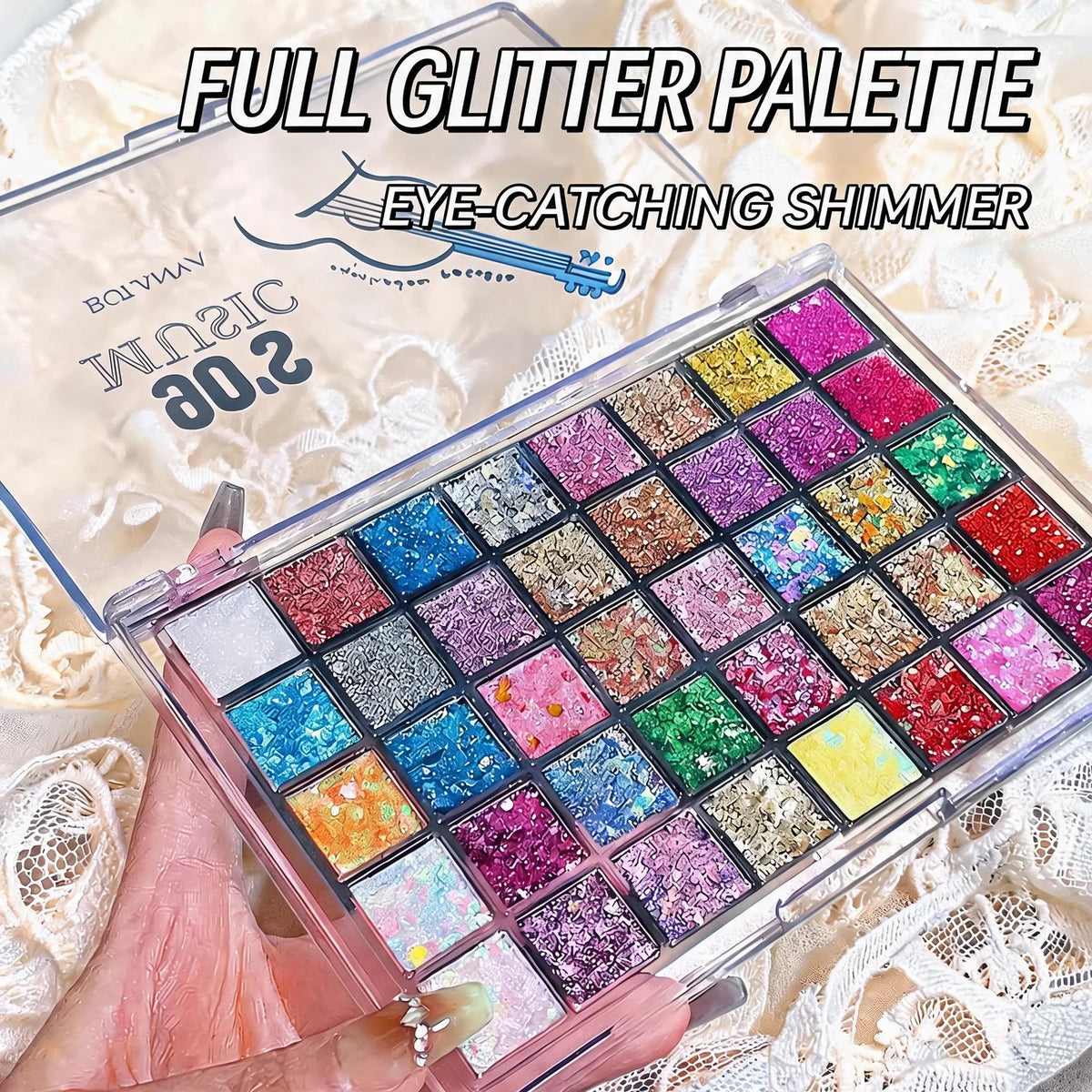 40 Color Luminous Glitter Palette Sequin Shimmer Face Body Makeup for Women Girls Party Festive Stage Night Use
