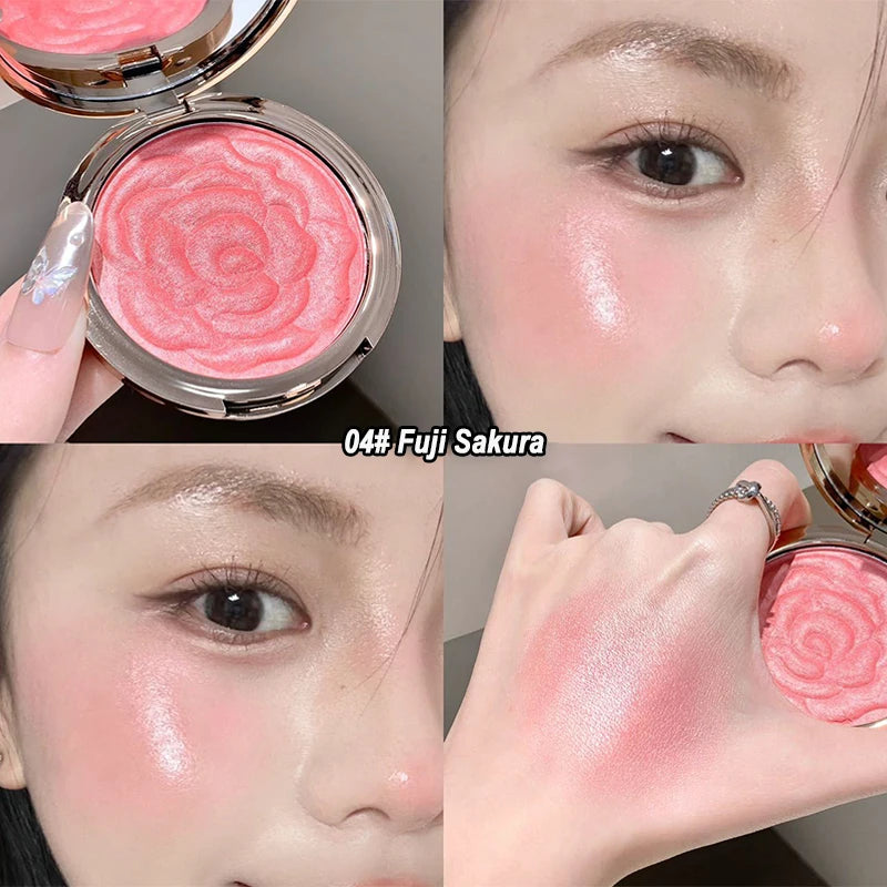 Rose Embossed Blush Palette, 4 Shades High Pigment Blush Powder, Long-lasting Cheek Color Makeup Palette, Portable Blush - AliExpress 66