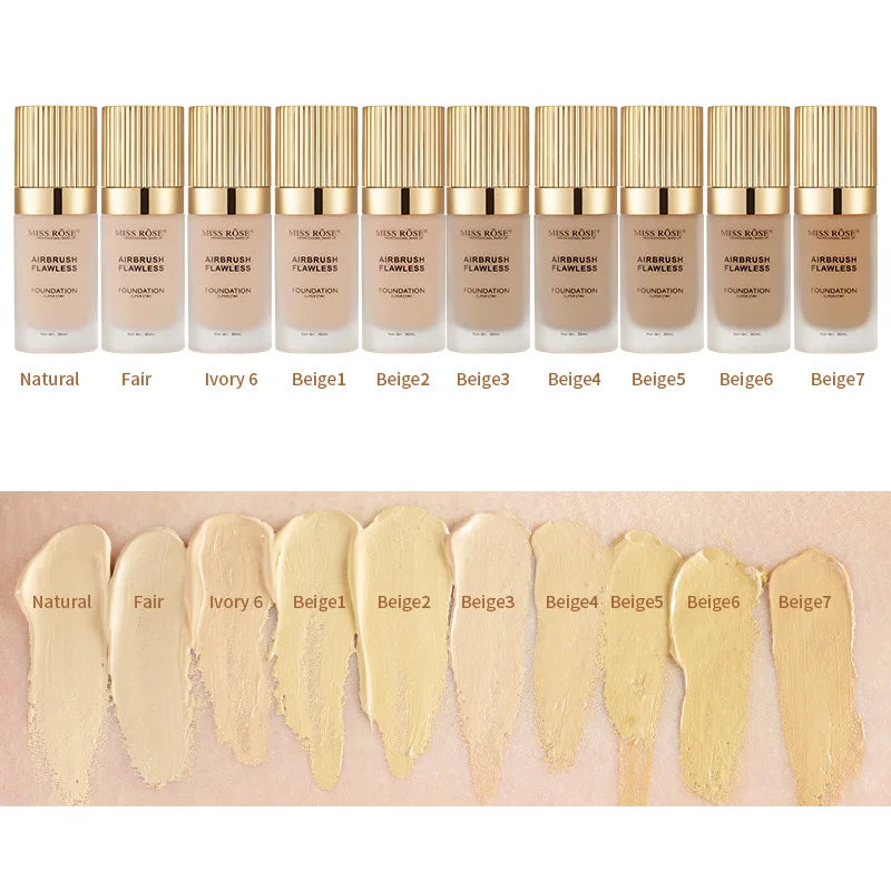 MISS ROSE Long Lasting Foundation Waterproof Sweatproof Natural Makeup Effect Concealer Liquid Base Facial Makeup Daily Cosmetic