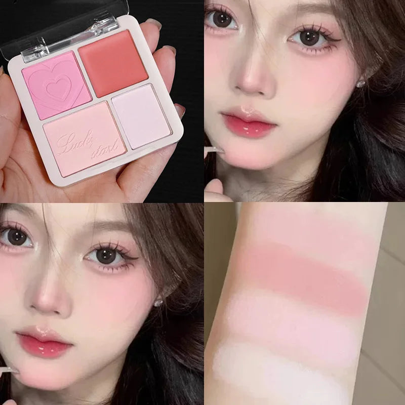 4 Color Love Heart Powder Blusher Palette Natural Matte Color Low Saturation Natural Smudge Korean Blush Rouge Face Makeup Cheap - AliExpress 66