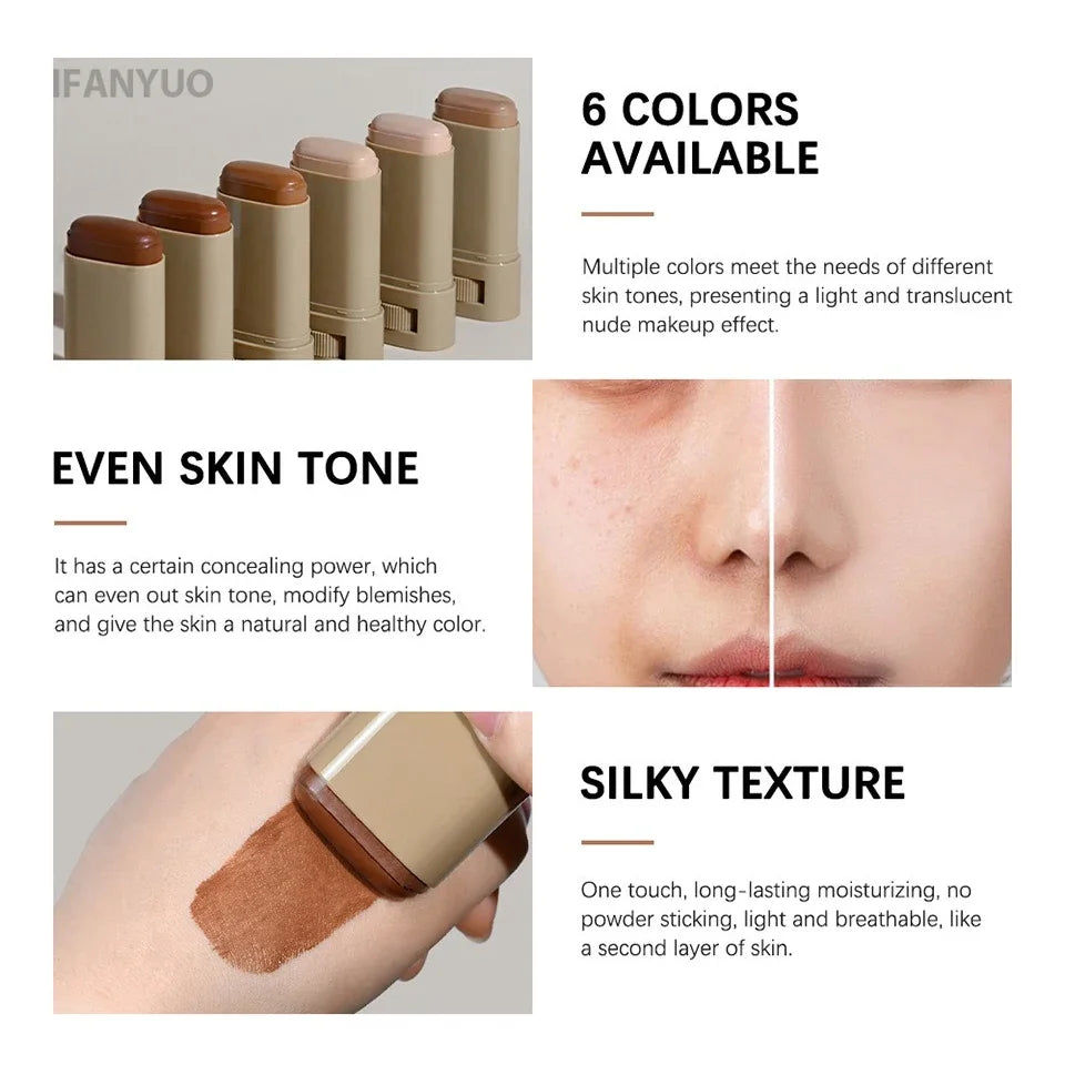 6Color Tinted Foundation Cream Stick Waterproof Lasting Oil-control Cover Acne Makeup Smooth Moisturize Concealer Serum Balm - AliExpress 66