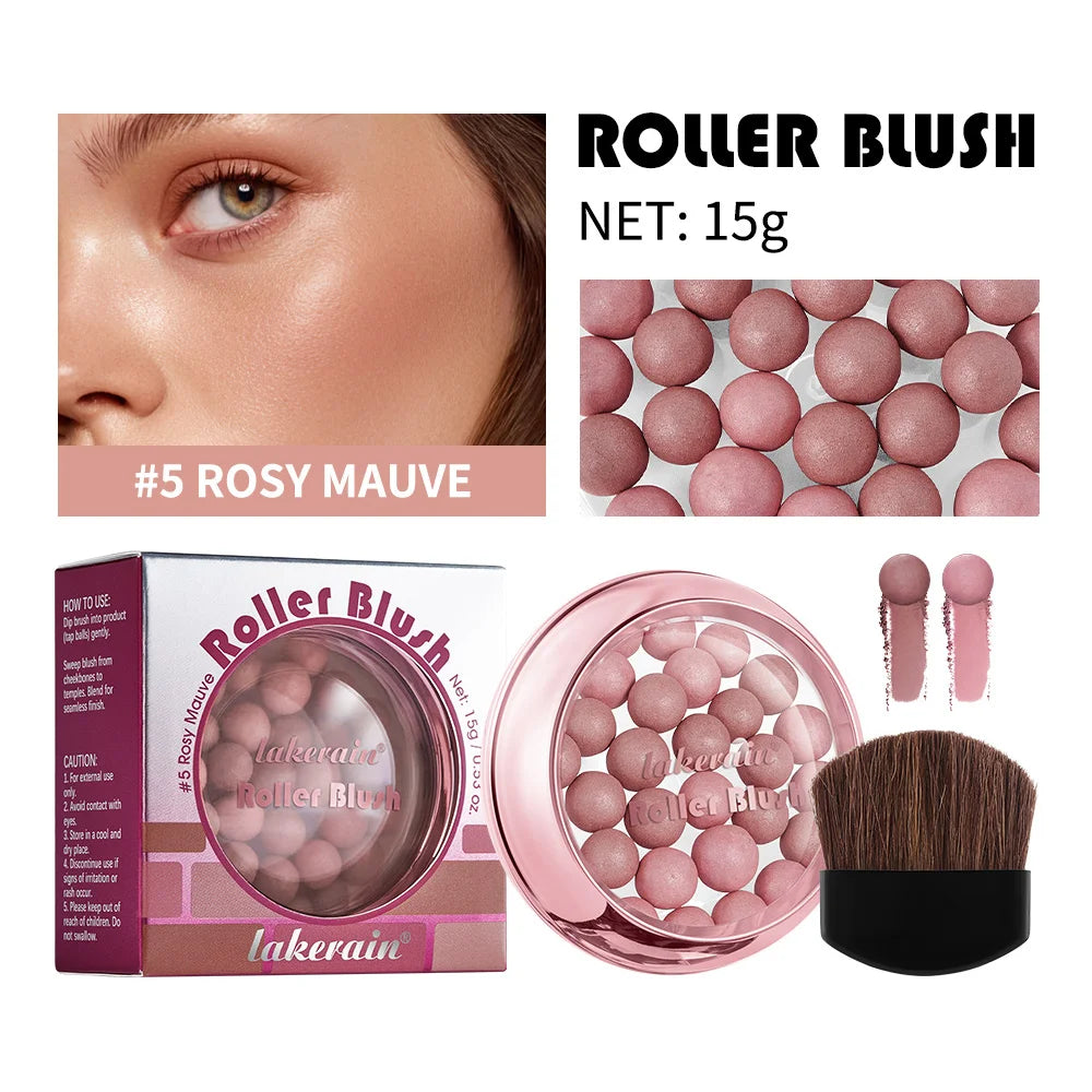 Spherical Roller Blush With Brush Natural Makeup Long Lasting Pearlescent Cosmetics For Women Face Contour Blusher - AliExpress 66