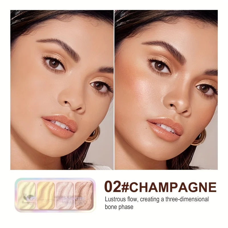 4-Color Highlighter Palette Pearl Shimmer Diamond Glow Waterproof Long-Lasting Makeup for Face & Eye Daily Party Holiday Use - AliExpress 66