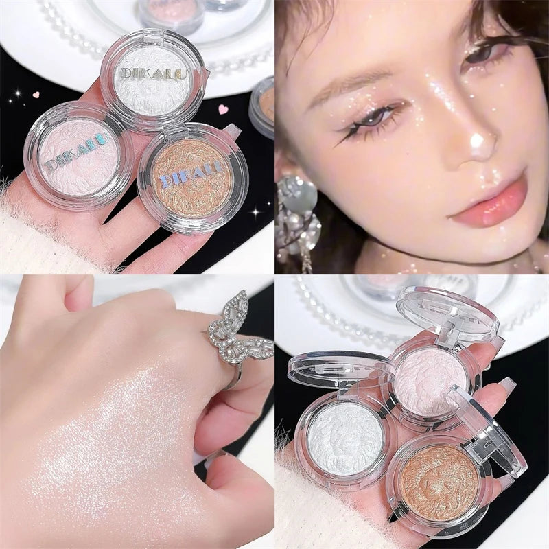 3 Color Face Highlighter Palette Llluminator Palette Natural Waterproof Glitter Shimmer Powder Highlight Makeup High Gloss Cream - AliExpress 66