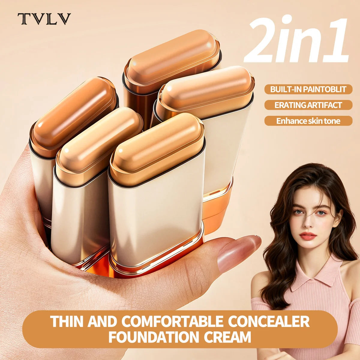 2 Pcs Set Double-End Foundation Stick,Long-Lasting Transfer-Resistant,Long-Wearing Coverage,Creates A Natural Makeup Look