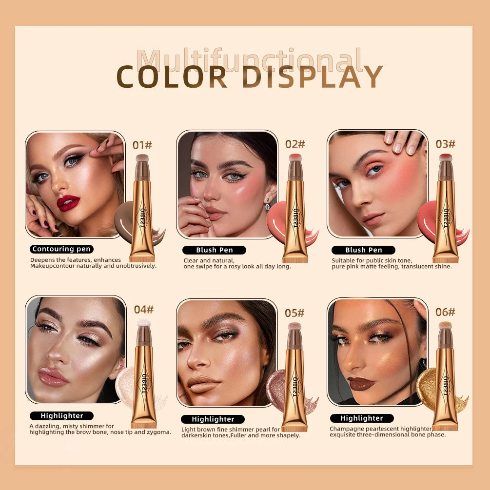 QIBEST Liquid Contour With Cushion Applicator Highlight Shimmer Natural Soft Moisturizing Cream Liquid Blush For Cheek Cosmetics - AliExpress 66