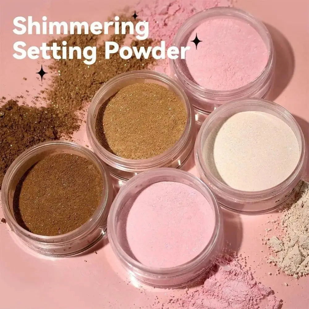 Long Lasting Glitter Setting Powder Pearlescent Natural Finish Face Powder Oil Control Hide Pore Matte Powder Face Makeup