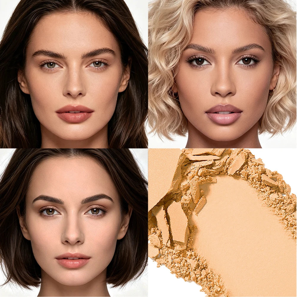 2 In 1 Angel Wings Retractable Airbag Phone Grip With Pressed Powder Compact Mirror And Puff Matte Oil Control Makeup Setting