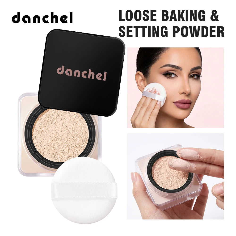 Waterproof Long Lasting Loose Baking Setting Powder &Puff Matte Finish Oil Control Face Cosmetics Anti Sweat Oil Absorb Makeup
