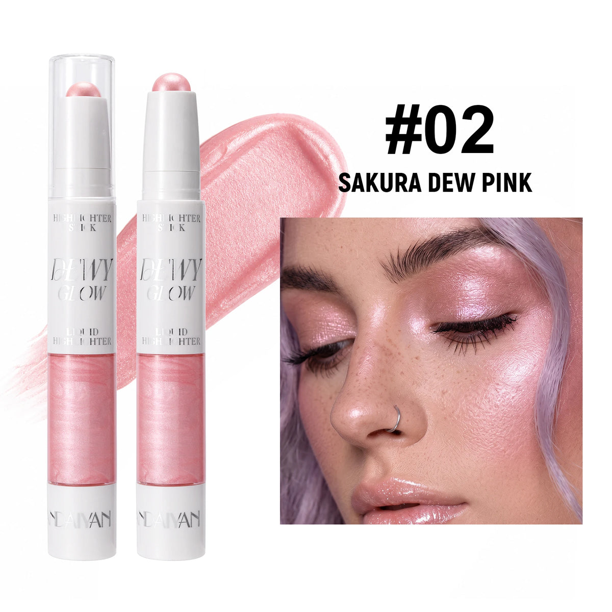 Dual-Ended Contour Highlighter Stick, Nose Shadow Face Sculpting Makeup, Waterproof Long Lasting Easy Blend