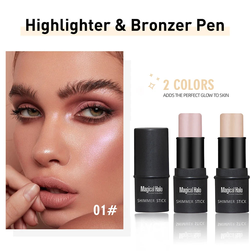 2 Colors Highlight For Face Cosmetic Face Brighten Highlighter Stick Face Contour Bronzer Shimmer Illuminator Stick Makeup Tools - AliExpress 66