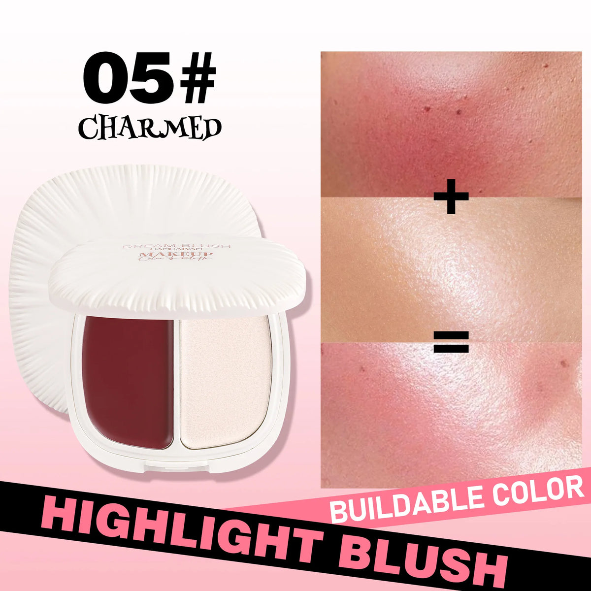 2 In 1 Dream Blush Highlighter Palette Natural Glow Face Contour Long Lasting Luminous Finish Healthy Radiance Duo - AliExpress 66