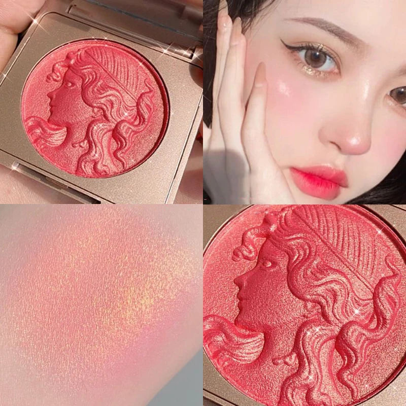 6g Young Girl Three Dimensional Relief Cheek Natural Blusher Shiny Orange Gold Blush Plate Rose Pink Monochrome Blusher Makeup - AliExpress 66