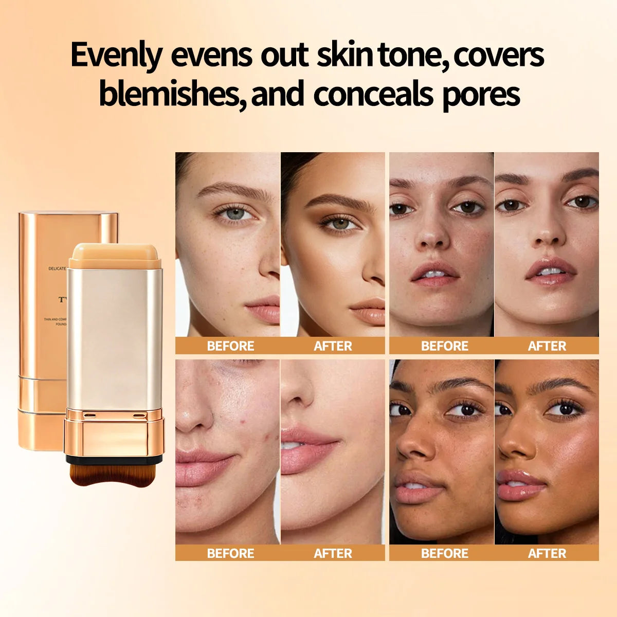 2 Pcs Set Double-End Foundation Stick,Long-Lasting Transfer-Resistant,Long-Wearing Coverage,Creates A Natural Makeup Look