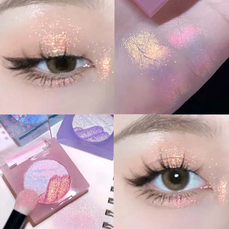 High Gloss Chameleon Highlight Palette Aurora Purple Fine Glitter Eyeshaow Shiny Face Body Brightening Shimmer Contour EyeMakeup