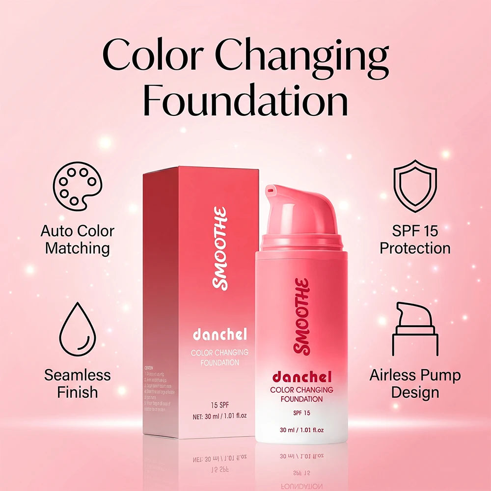 Color Changing Foundation Long-Lasting Full Coverage Liquid Foundation Adapts Skin Tone Sun Protection Natural Finish Face Makeu - AliExpress 66