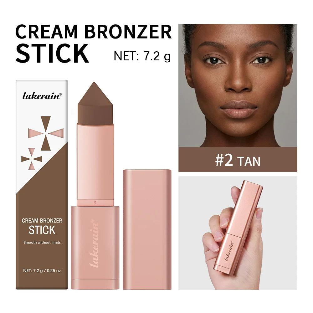 Cream Bronzing Stick Smooth Seamless Longwear Natural Glow Contour Shaping Makeup Blendable Buildable for All Skin Types