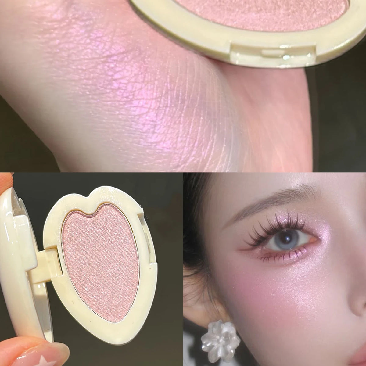 Heart Shaped Shimmer Highlighter Clear Glitter Pearl Pink High Gloss Brightening Face Contour Eyeshadow Palette Cosmetic - AliExpress 66