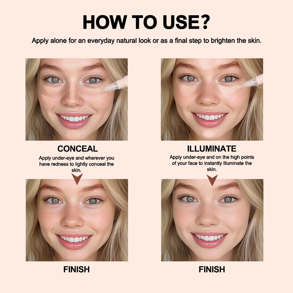 Awakening Concealer Click Pen, Brightens&Conceals Dark Circles Under Eyes, Push-type Brush Design, Lightweight Eye Concealer - AliExpress 66