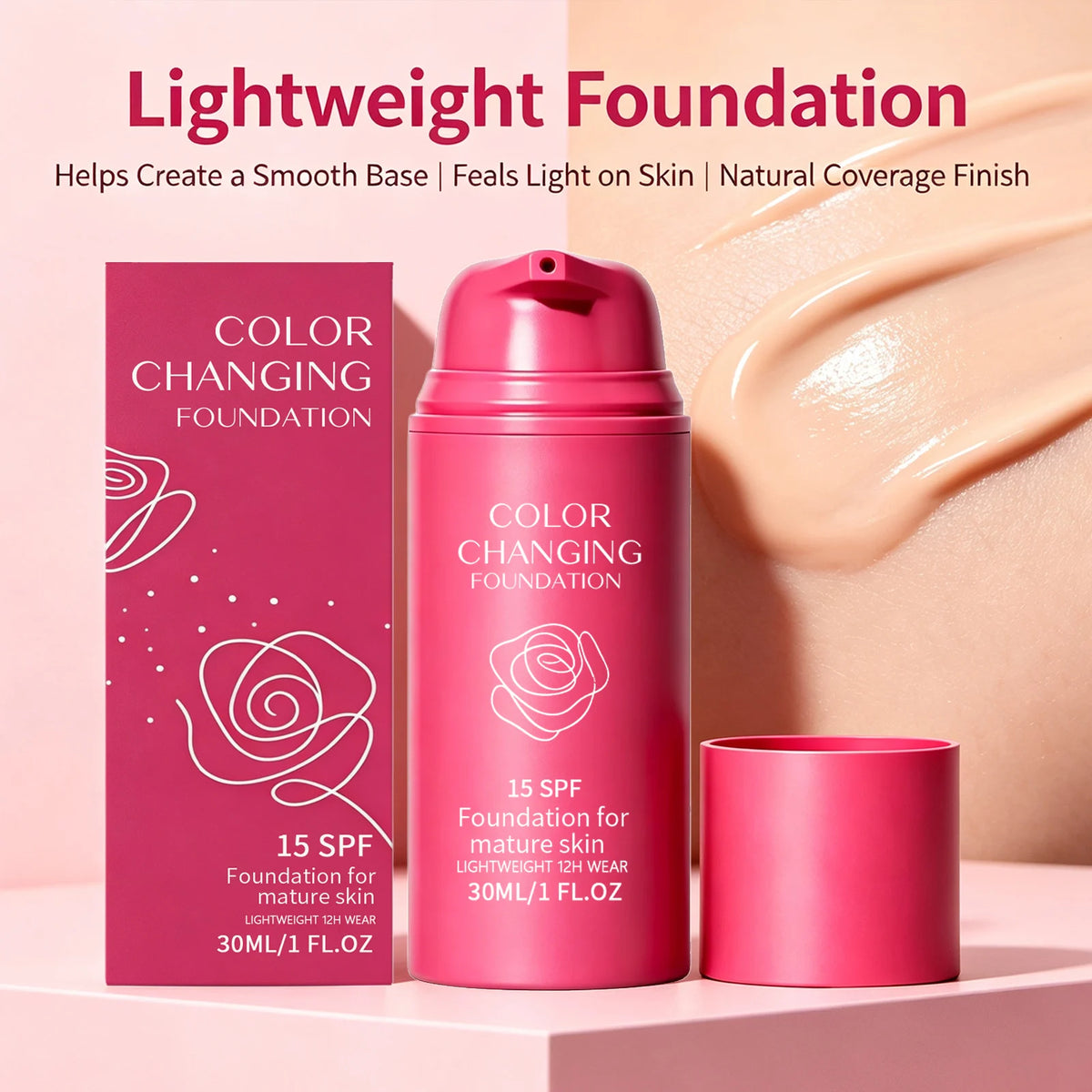 Color Changing Foundation Spf15 Moisturize Even Skin Tone Improve Skin Texture Enhance Smoothness Coverage Concealer Makeup Base