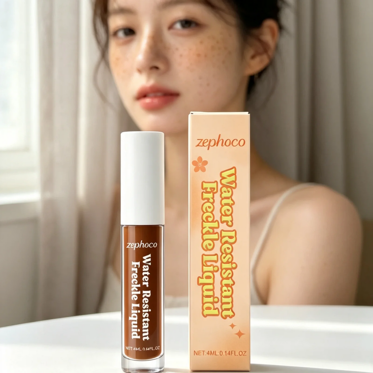 Zephoco Freckle Liquid Waterproof Long Lasting Makeup Fine Tip Fast Color Development Quick Drying Natural Looking Freckle Pen