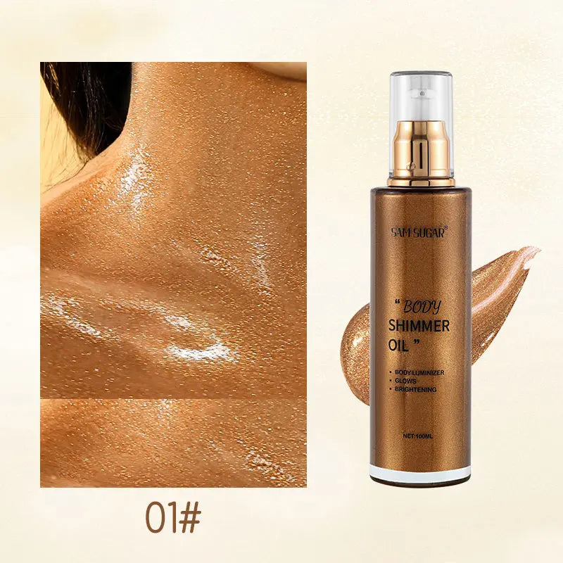100ml Pearl Rose Gold Shimmer Oil Highlighter For Face Body Glow Bronzer Illuminator Liquid Makeup Shine Brightener - AliExpress 66