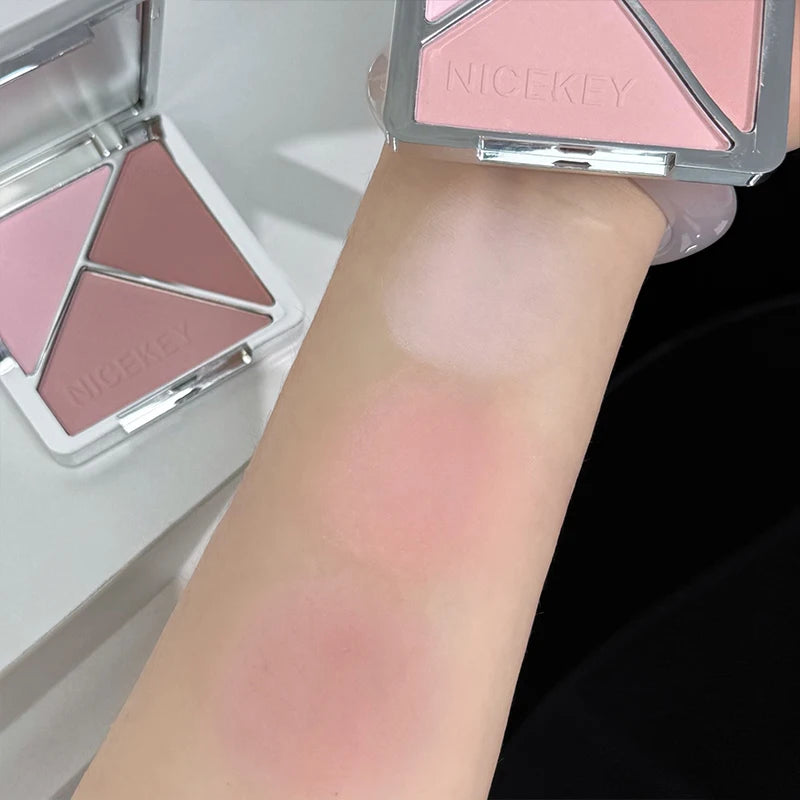 NICEKEY Three-color Matte Blusher Palette Natural Cheek Tint Rouge Pink Cream Blush Makeup Contouring Brighten Face Cosmetics - AliExpress 66