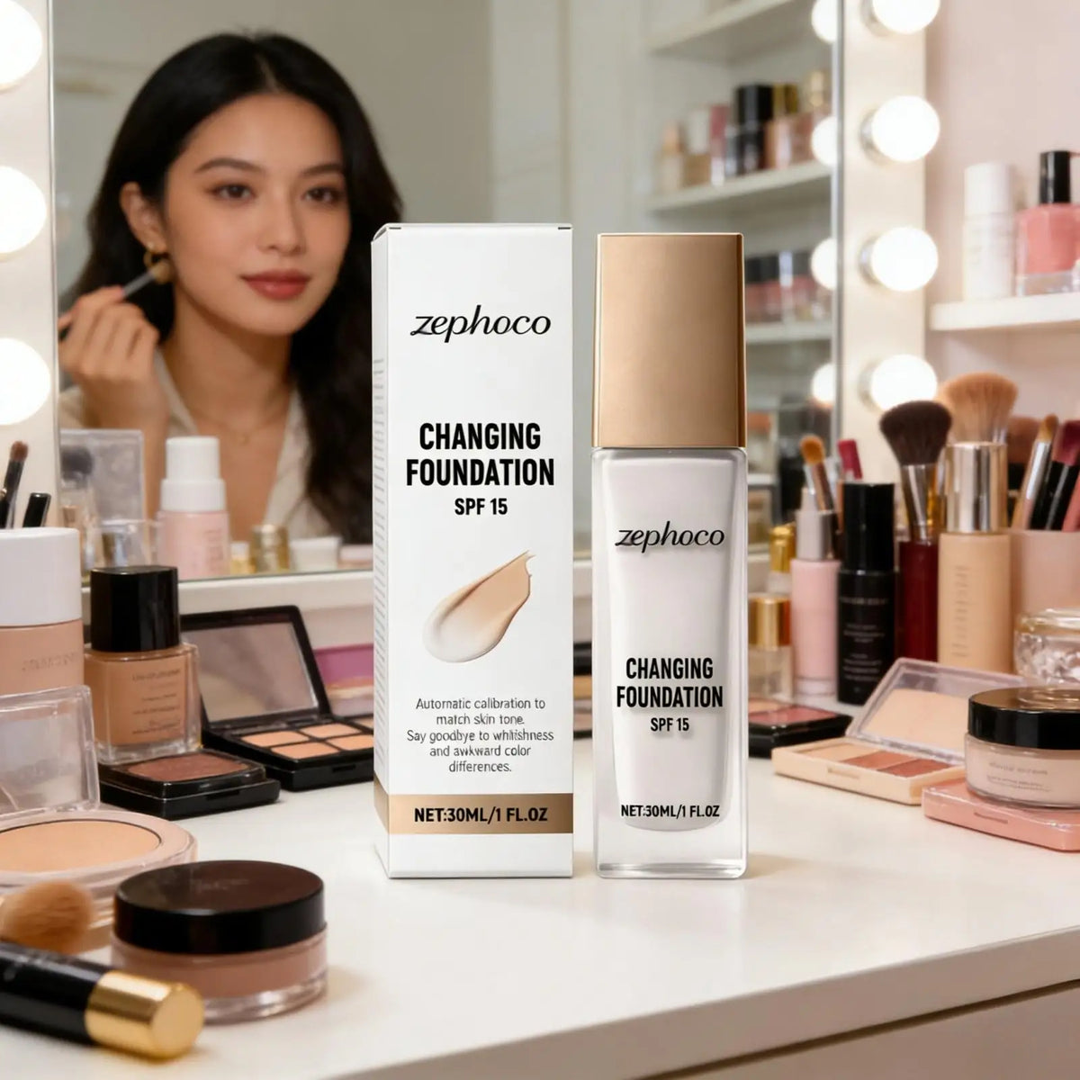 Zephoco Color Changing Foundation Spf 15 Lasting Matte Finish Deep Hydrating Makeup Match Skin Tone High Coverage Foundation - AliExpress 66