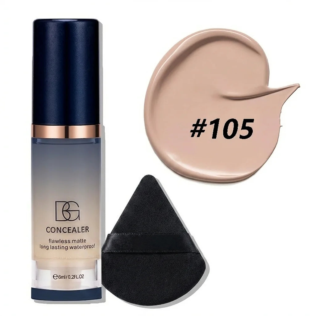 2pcs Travel Concealer Set: Concealer Cream + Special Puff, Lightweight Coverage Non-Caking, Compact Portable