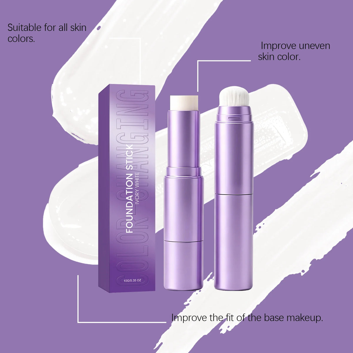 2-In-1dual Head Color Changing Foundation Stick Full Coverage Hydrating Lightweight Concealer Cream Stick For All Skin Types