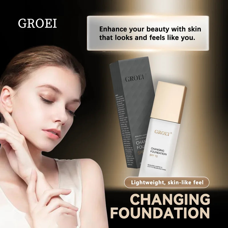 GROEI Changing Foundation SPF 15 - 30ml Adaptive Color Makeup, Auto-Match Your Skin Tone, Lightweight Cover Blemishes & Redness - AliExpress 66