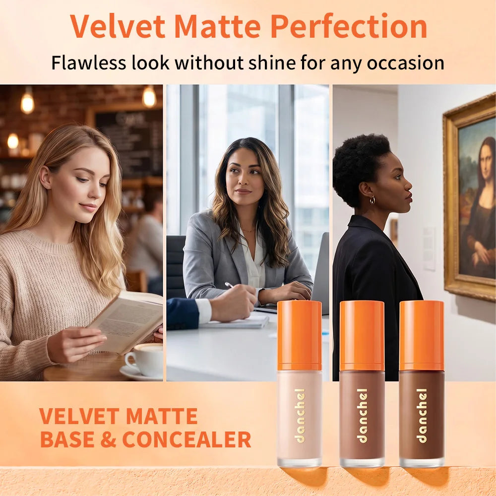 2 in1 Concealer Foundation High Coverage Long Lasting Hold Makeup Oil Control Skincare Velvet Matte Finish Concealer Foundation