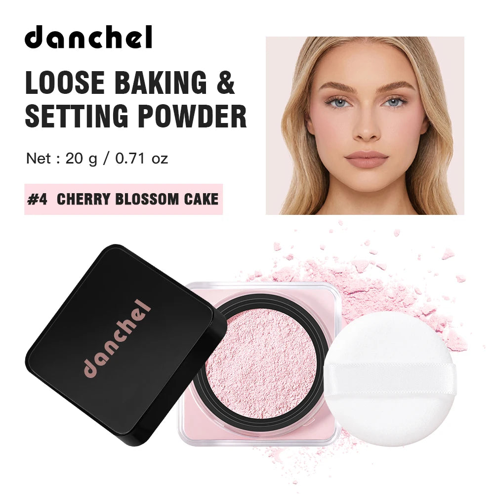 Waterproof Long Lasting Loose Baking Setting Powder &Puff Matte Finish Oil Control Face Cosmetics Anti Sweat Oil Absorb Makeup