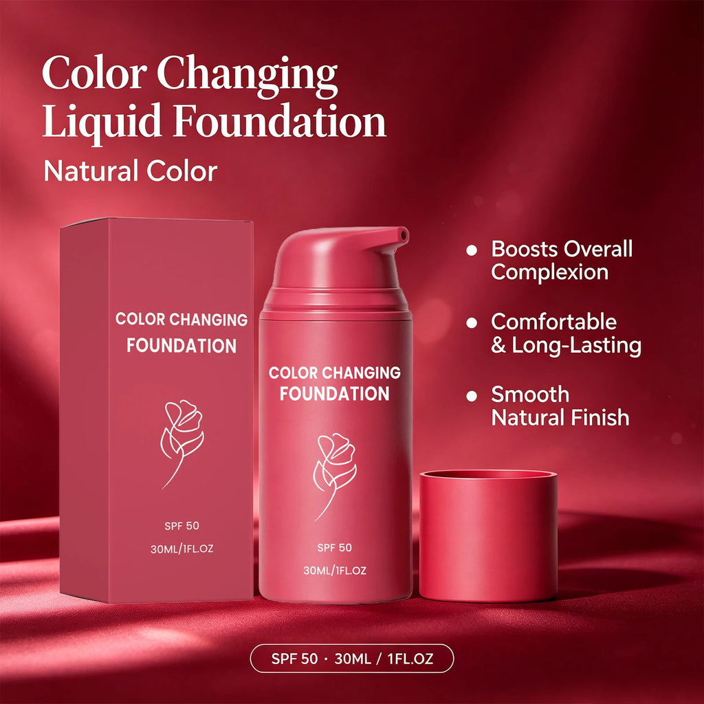 Color Changing Foundation Spf50 Full Coverage Natural Radiant Adaptive Skin Tone Liquid Foundation Face Makeup